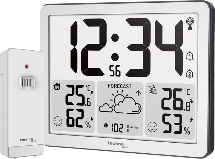 WS6780-2 in 1 Funkuhr und Funkwetterstation in einem, Innen- und Ausséntemperatur, Luftfeuchtigkeit,