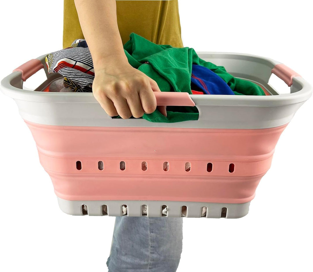 SAMMART Collapsible Plastic Laundry Basket - Foldable Pop Up Storage Container/Organizer - Portable