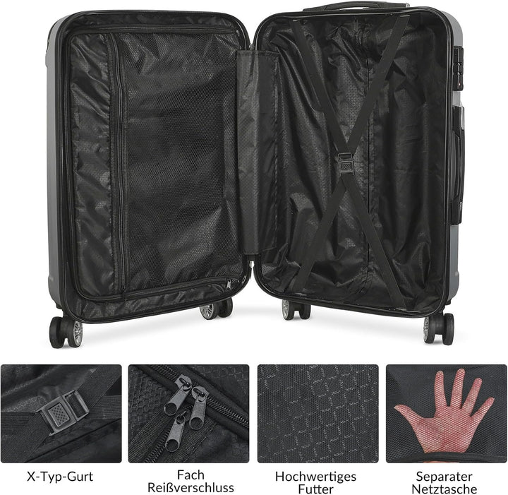 Generisch Koffer Handgepäck Organizer Set 3-TLG, Reisekoffer Set mit 4 Rollen, TSA Schloss, X-Typ-Gu