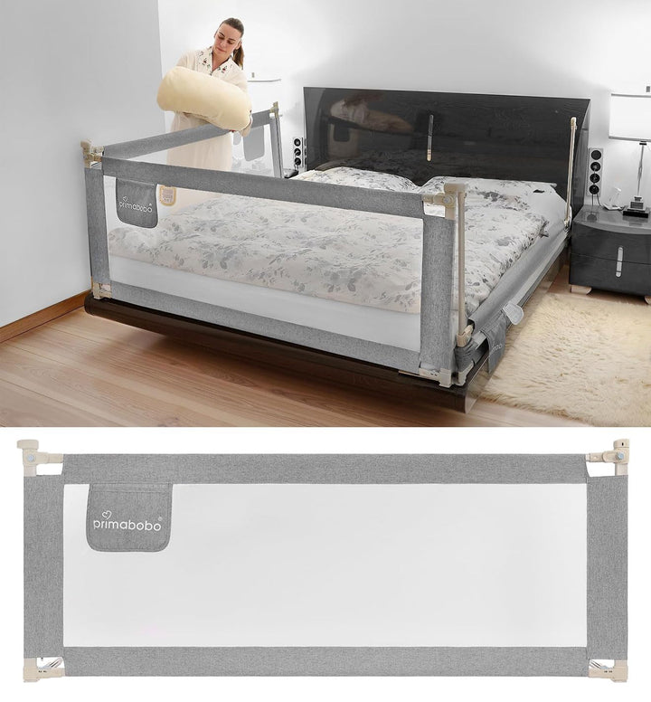 Primabobo Bettgitter Set 3 Stück Grau – 2X 200 cm + 1x 140 cm – Rausfallschutz Kinderbett, Sicheres