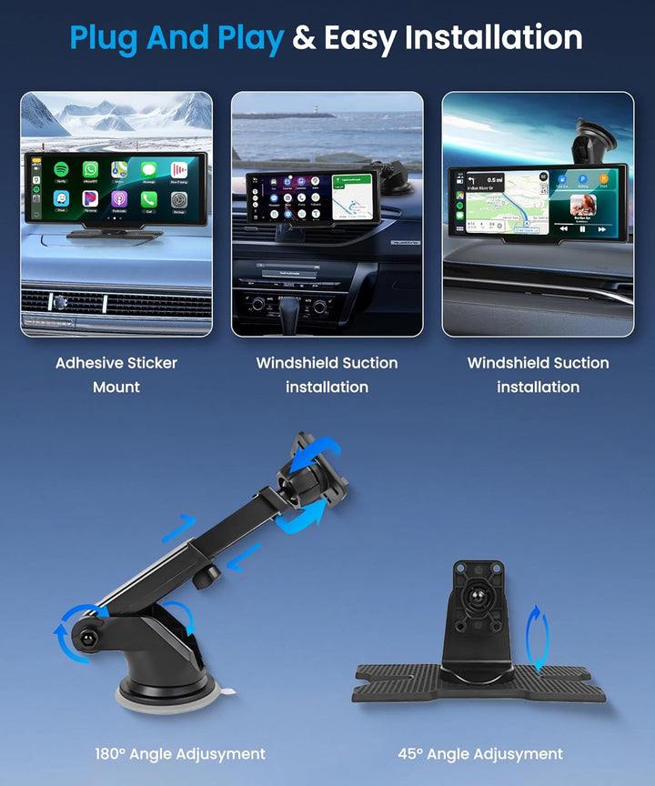 CarPlay & Android Auto Wireless, tragbares Podofo-Radio (10,26 Zoll) mit IPS-Touchscreen, unterstütz