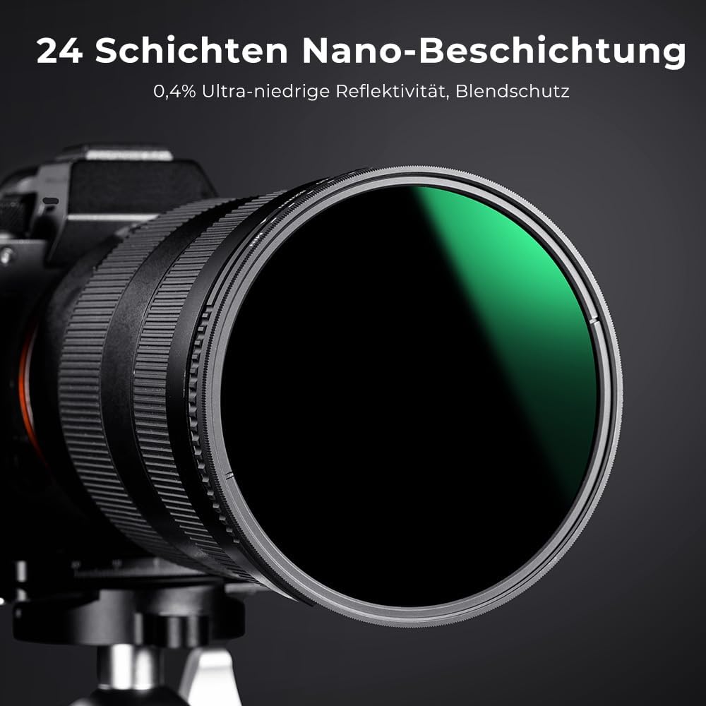 K&F CONCEPT 52mm ND Filter ND8-2000 Variabler Graufilter (3-11 Blendenstufen) （Nano-Dazzle）, 52mm
