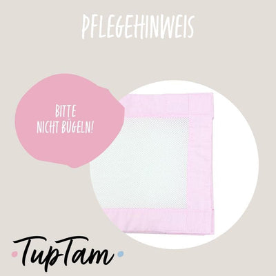 TupTam Gitterstäbe Schutz Netz Babybett Nestchen 3D Mesh 2 Pack, Farbe: Weiss/Rosa, Grösse: ca. 128