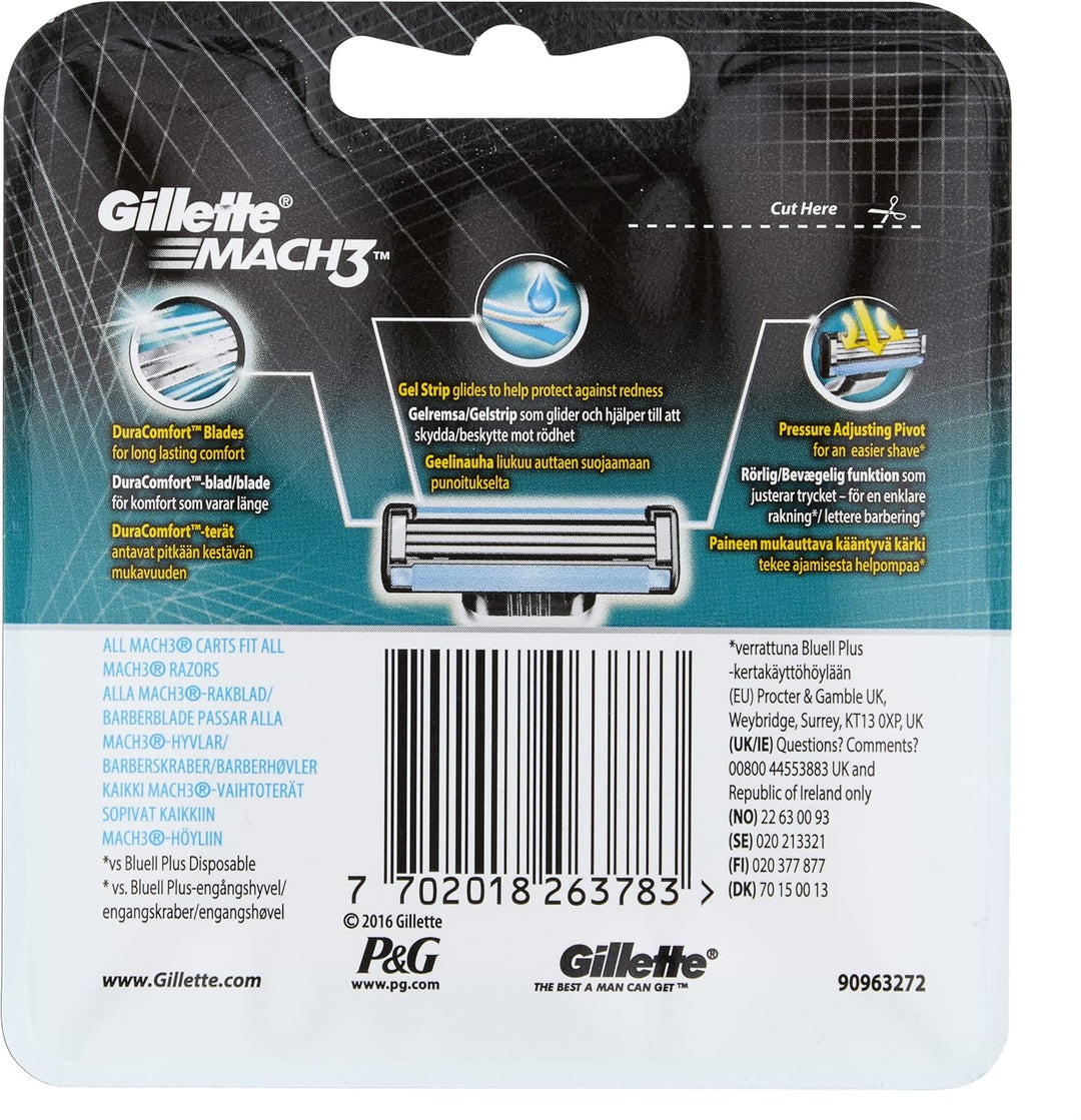 Gillette Mach3 Rasierklingen Herren, Packung mit 8 Nachfüllpackungen für Rasierklingen, XL, Verpacku