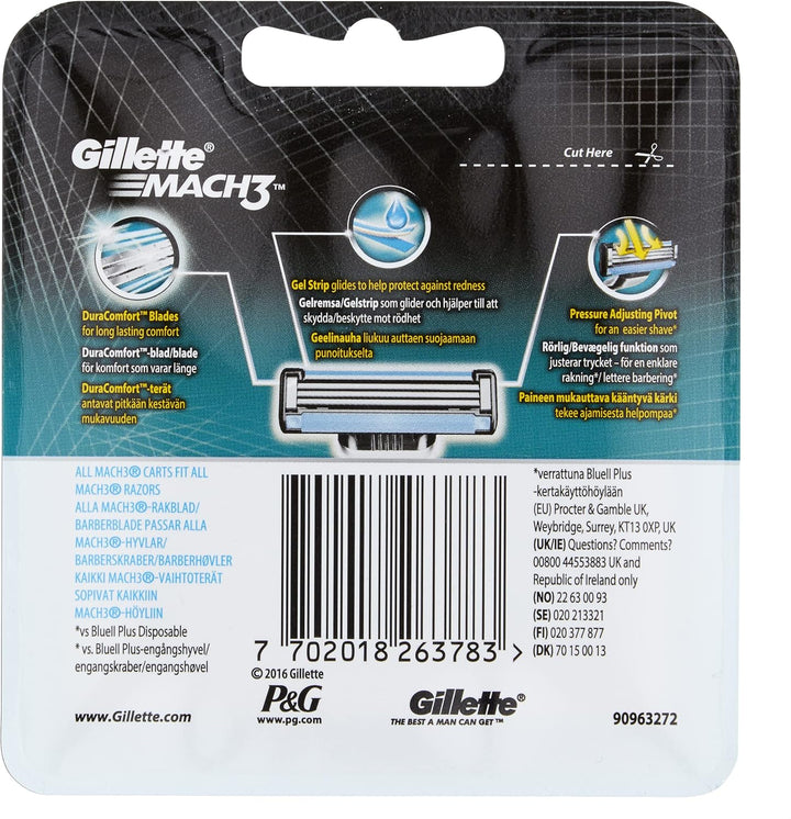Gillette Mach3 Rasierklingen Herren, Packung mit 8 Nachfüllpackungen für Rasierklingen, XL, Verpacku