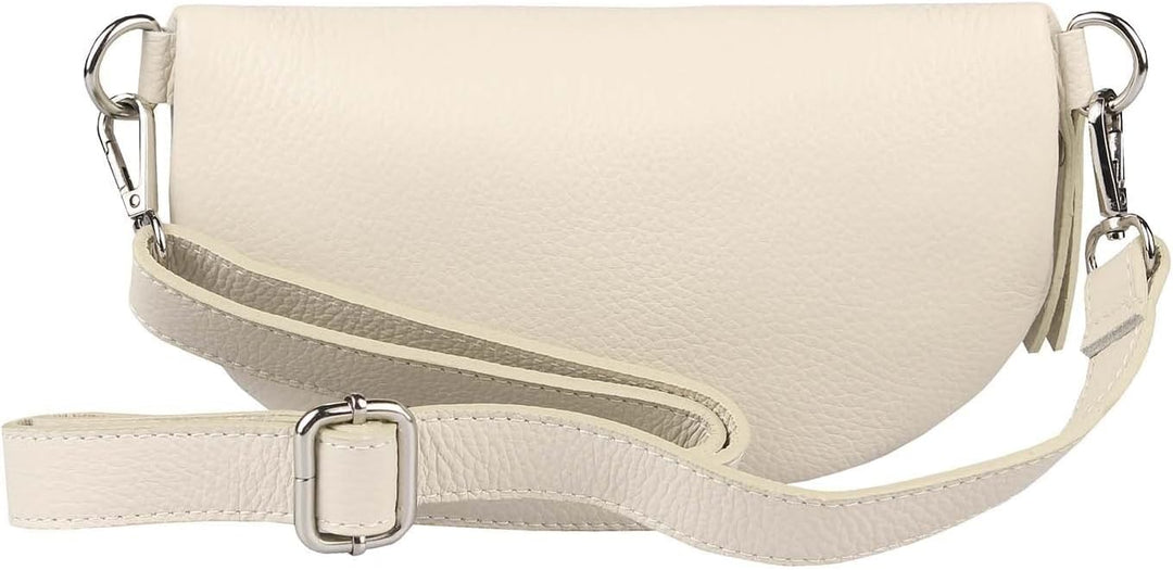 Made in Italy Damen Leder Gürteltasche Crossbody Hüfttasche Bauchtasche Umhängetasche Brusttasche Cr