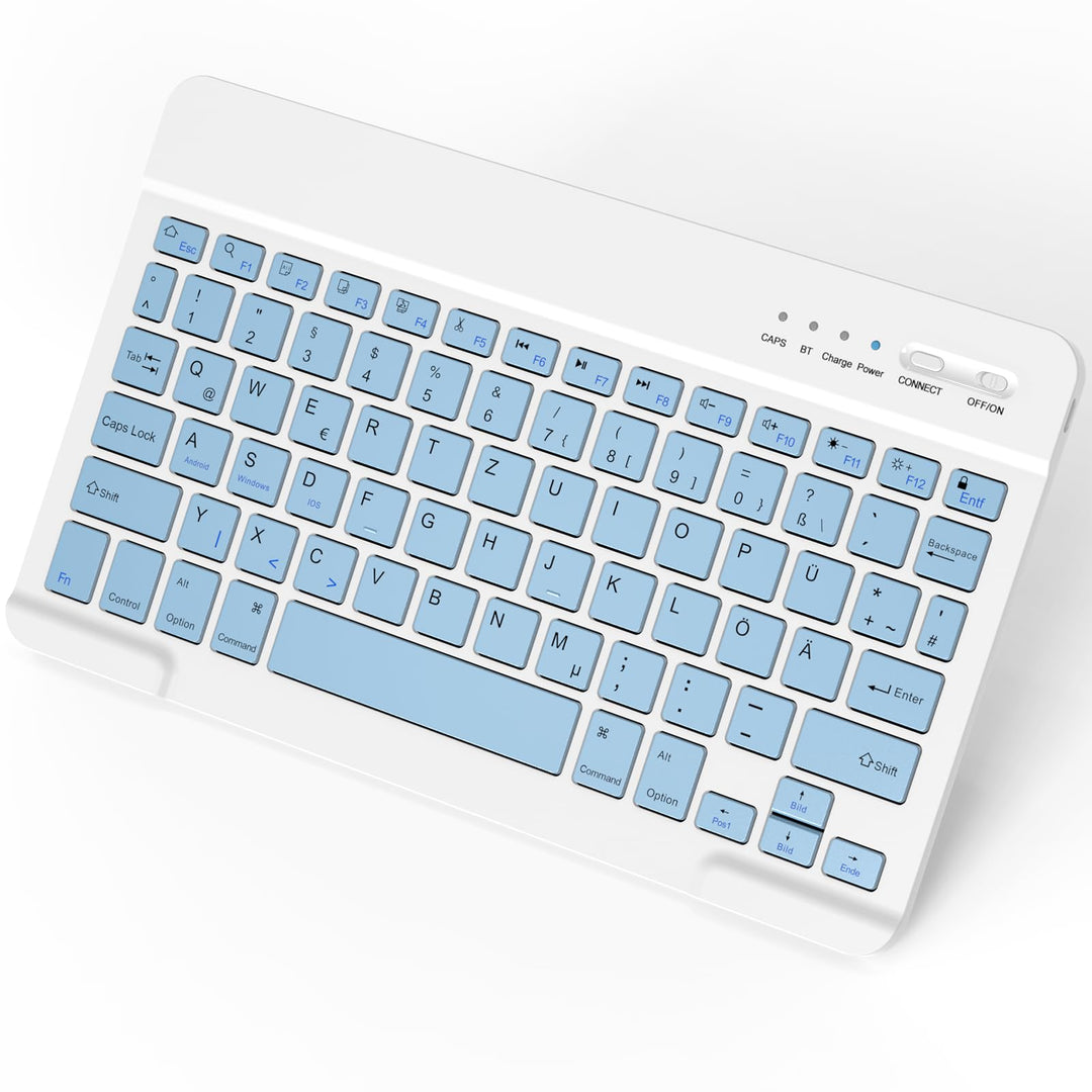 Kabellose Tastatur, Deutsche Bluetooth Tastatur für iPad Air/Pro/Mini/iPhone/Samsung/Huawei/Tablet,