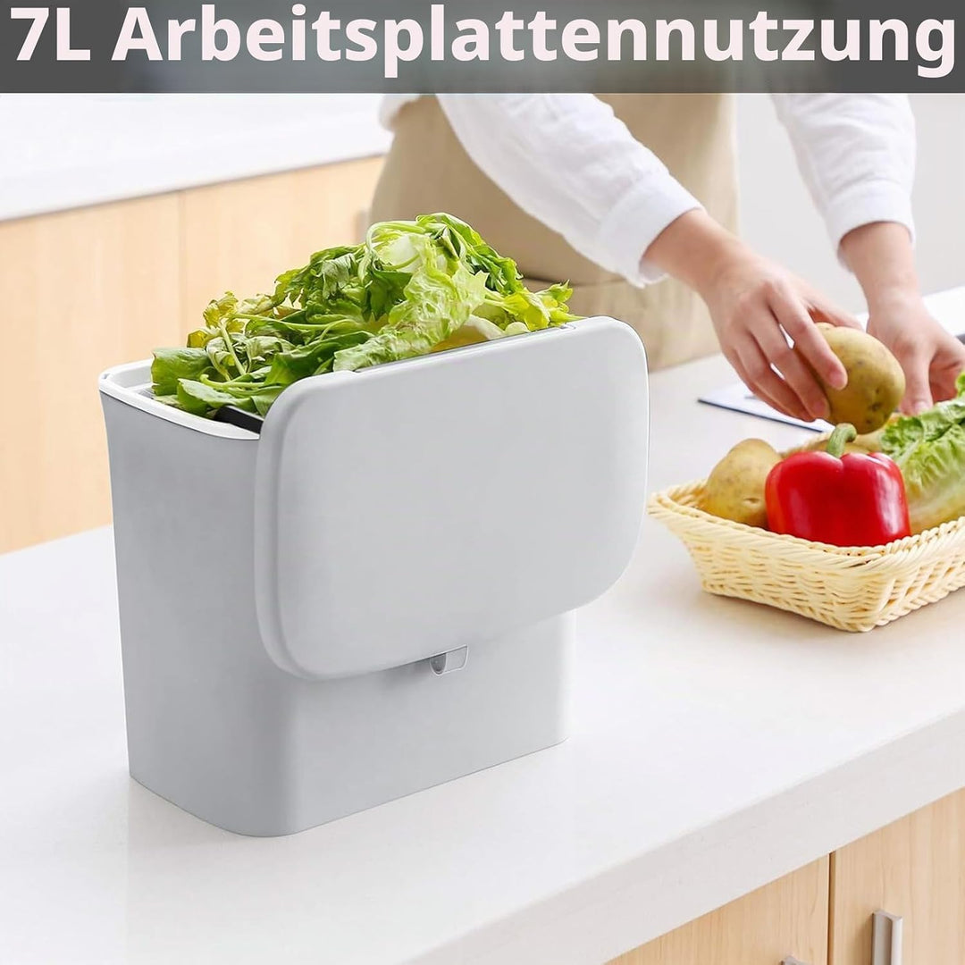 SENENQU Mülleimer Hängend Mit Deckel 7L, Klein Abfalleimer, Küchenabfalleimer Küche Hängend Mülleime