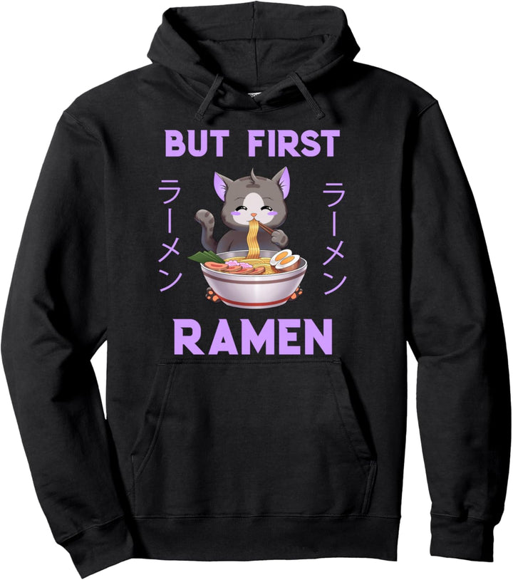 Ramen Cat Japanischer Kawaii Anime lila Stil Pullover Hoodie