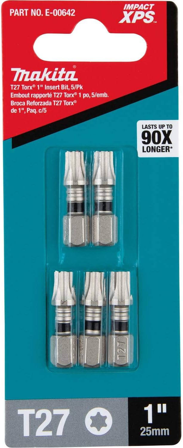 Makita E-00642 Impact XPS T27 Torx 1" Insert Bit, 5/pk 5/pk T27, 5/pk T27