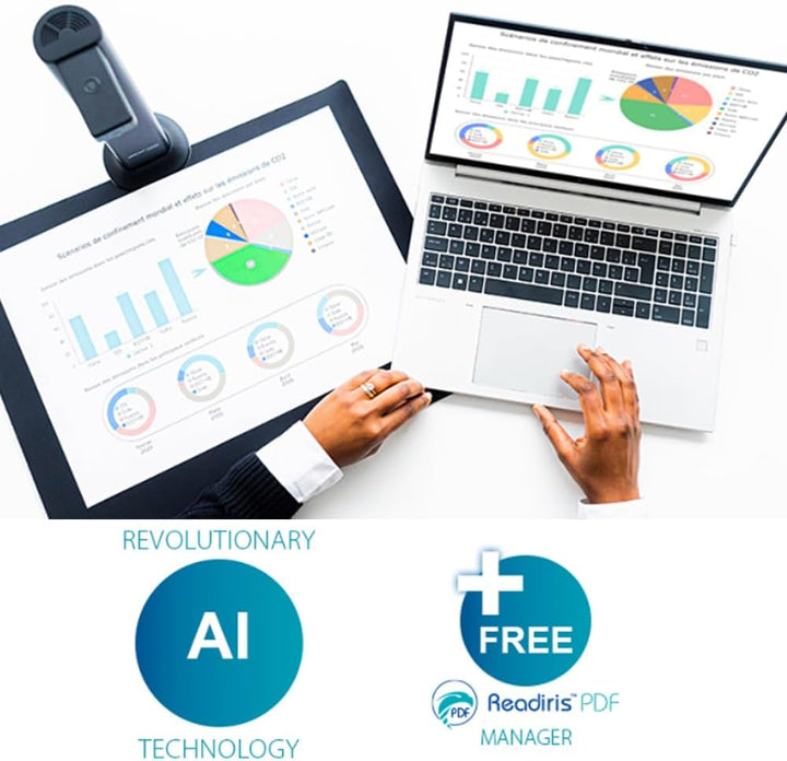 IRIScan Desk Pro Dokumentenscanner LED,Buchscanner 24MP Kamera -v7Bus: a3 scanner 60PPM Free Readiri