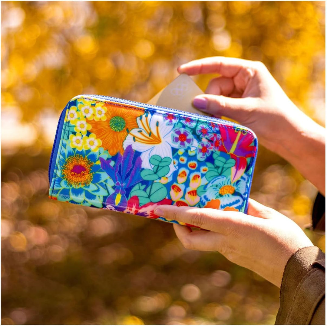 pylones - Geldbörse – Reise Bouquet – beschichteter Stoff – 19 x 11 cm, blau, one size, Modern