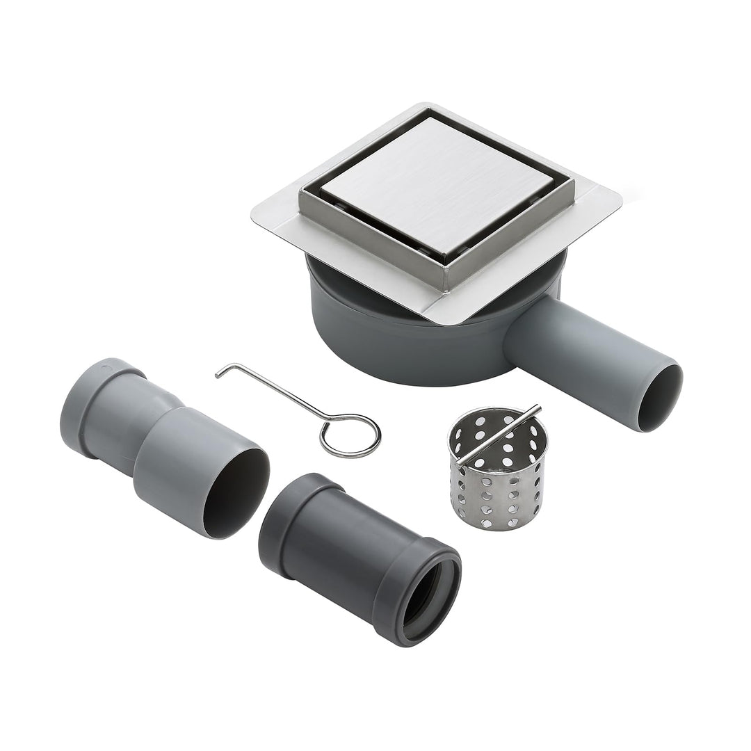 10x10cm Quadratischer Bodenablauf mit 360°Siphon - 2 in 1 Befliesbar Ablaufrinne Duschablauf, 2 Abla