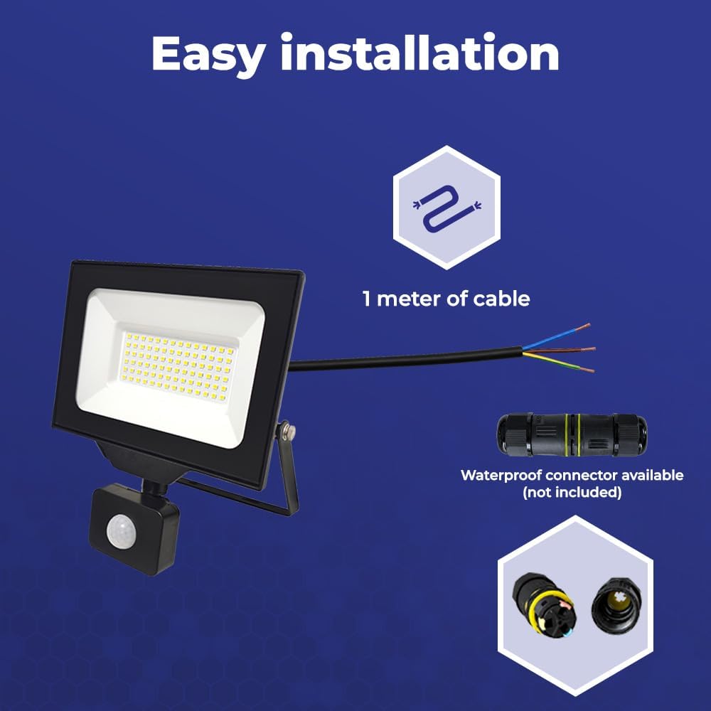 Noxion Led-Scheinwerfer Beamy G3 50W 5500lm 110D - 830 Warmweiss | IP65 - Bewegungs- Und Lichtsensor