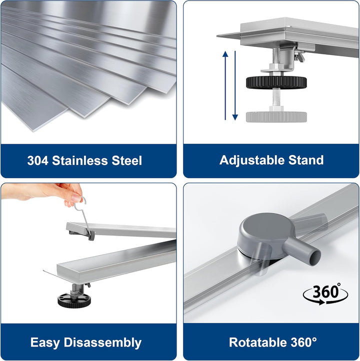 Neodrain Duschrinne 60cm Edelstahl Bodenablauf - 360° Siphon Befliesbar Duschablauf Flach mit Geruch