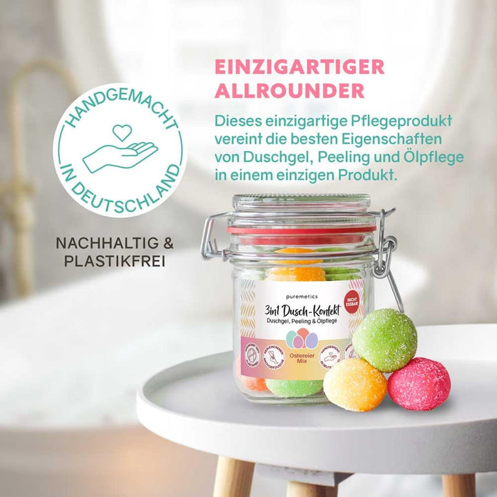 puremetics 3in1 Dusch-Konfekt Mix, Ostereier Mix, 200g