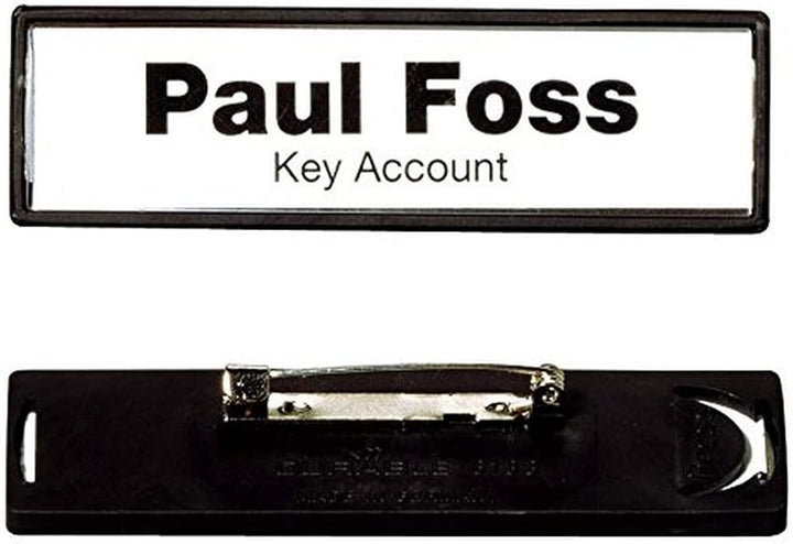 Durable Namensschild Clip-Card (mit Plattennadel, 17 x 67 mm) Packung à 25 Stück, schwarz, 813301, P