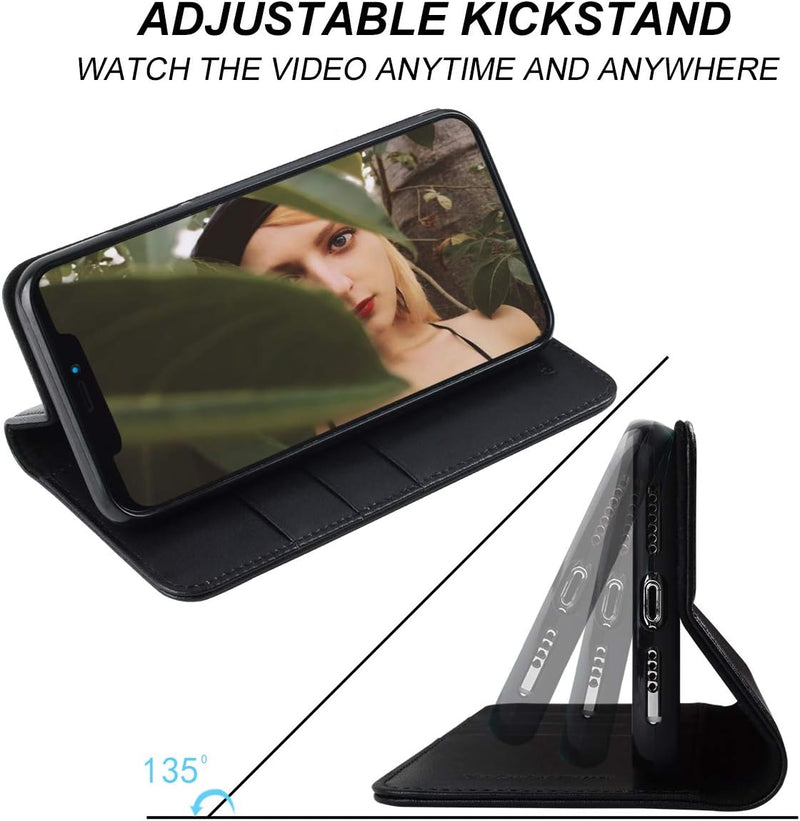 Brieftasche Handyhülle für iPhone 11 Pro,echtes Leder Flip Folio Book Handytasche Stand Cover Hülle