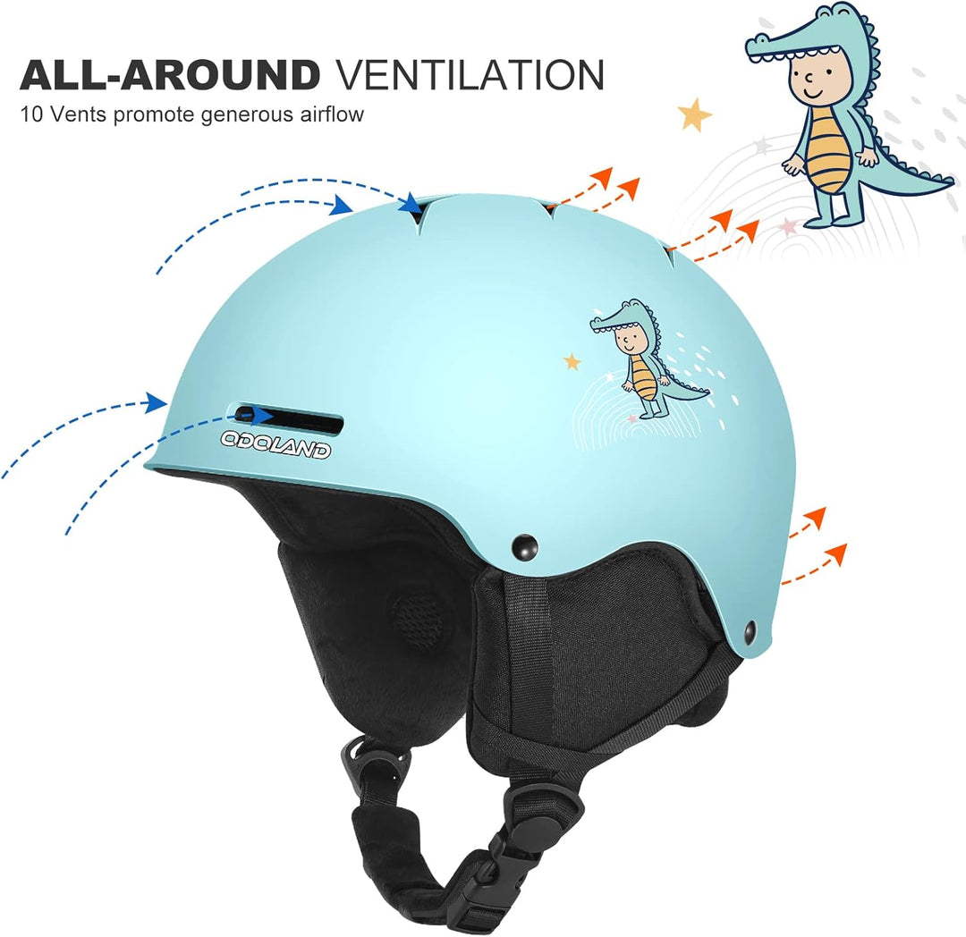Odoland Kinder Skihelm und Skibrille Set, Snowboardhelm für Jungen und Mädchen, Verstellbar Schneehe