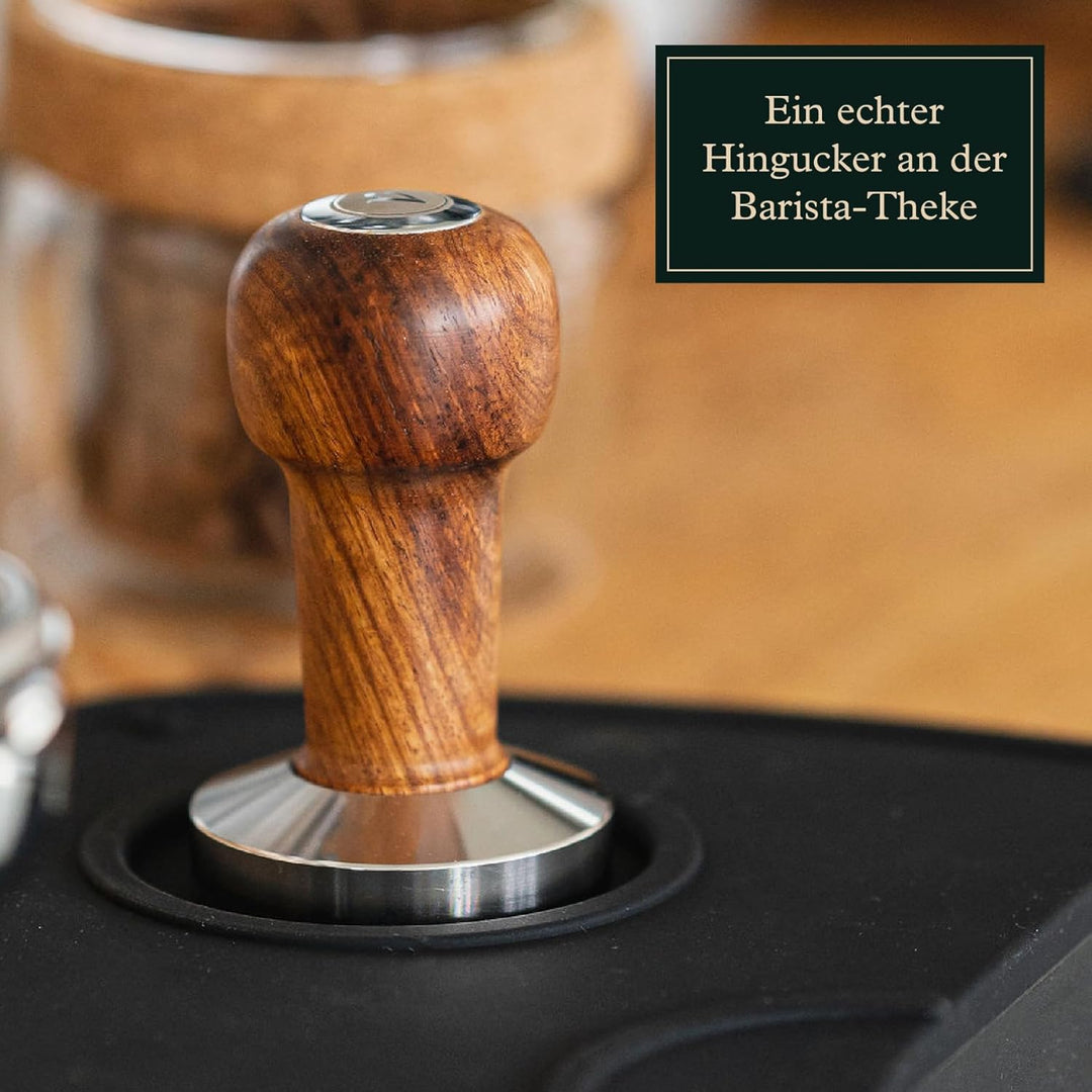 Tamper Set 51mm – hochwertiger Espresso Temper & stilvoller Holzgriff inkl. Schützender Tamping-Matt