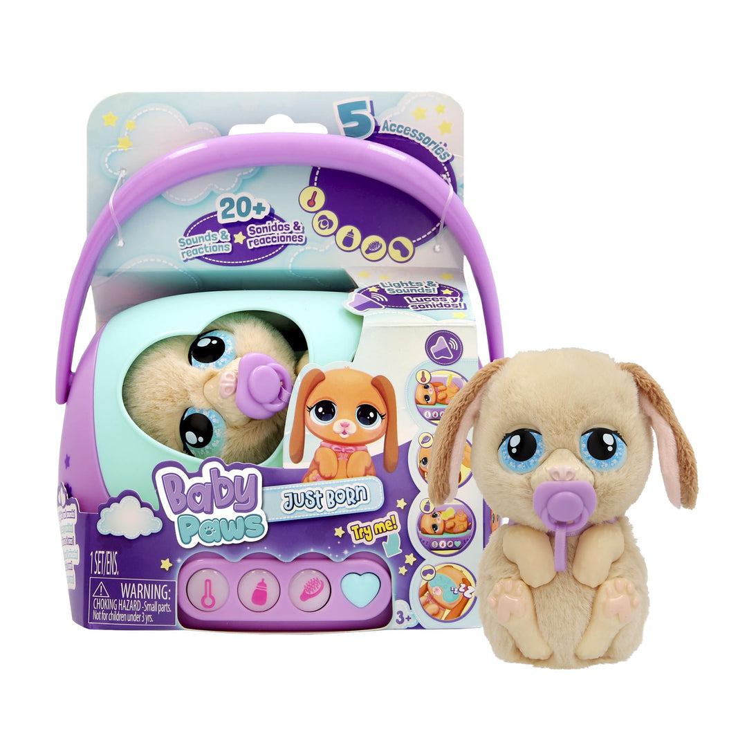 Baby Paws JUST Born Puppy INTERAKTIVE Haustiere Haustiere mit Einer elektronischen Transportbox mit