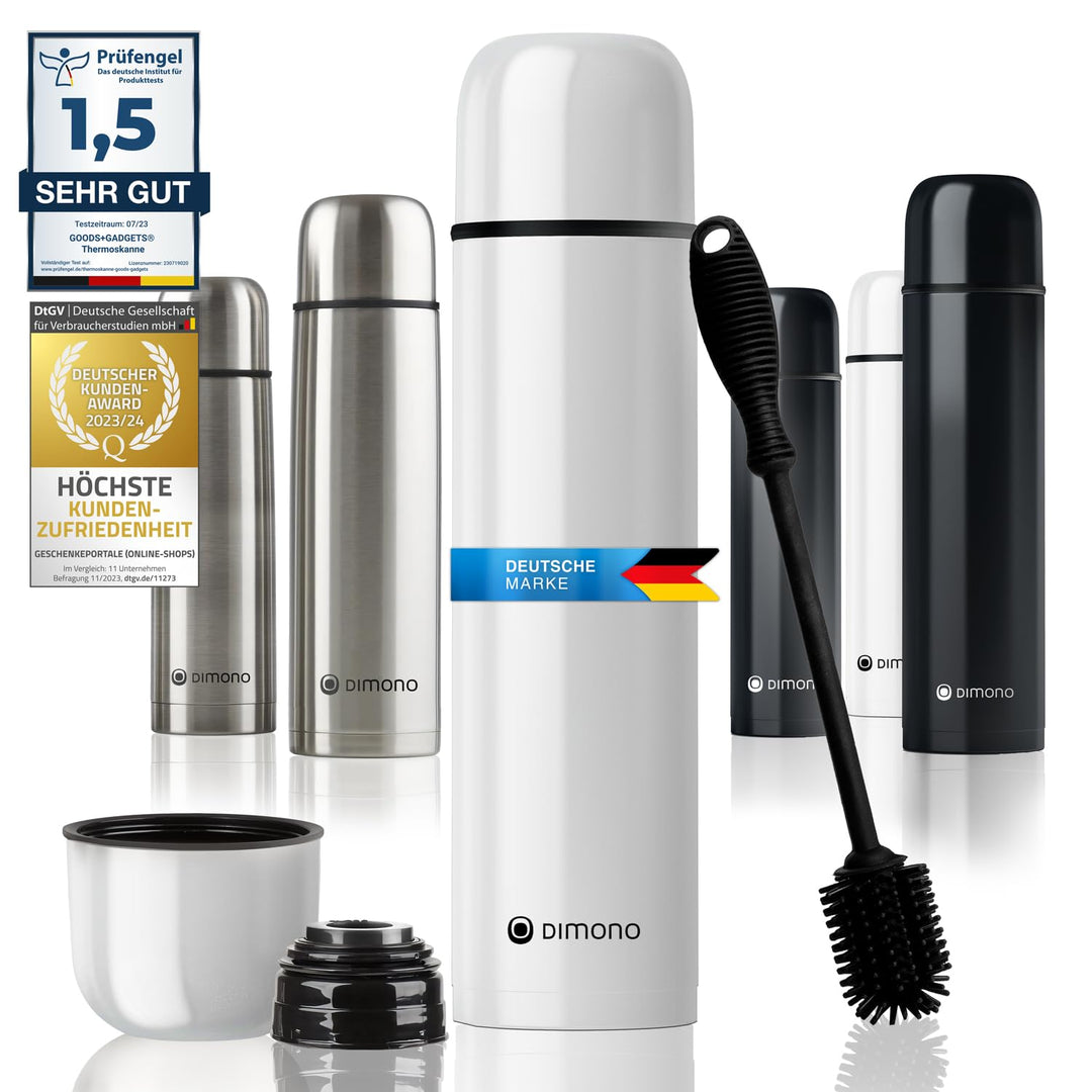 Edelstahl Thermosflasche mit Becher & Bürste; Thermoskanne Doppelwandige Isolierkanne; Auslaufsicher