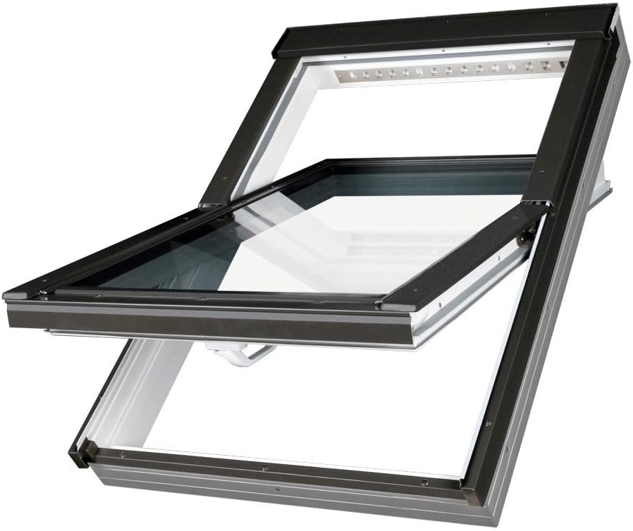 Fakro Sparpaket Dachfenster PTP-V U3 mit Solar Rollladen ARZ Solar und Eindeckrahmen (114 x 140, Ein