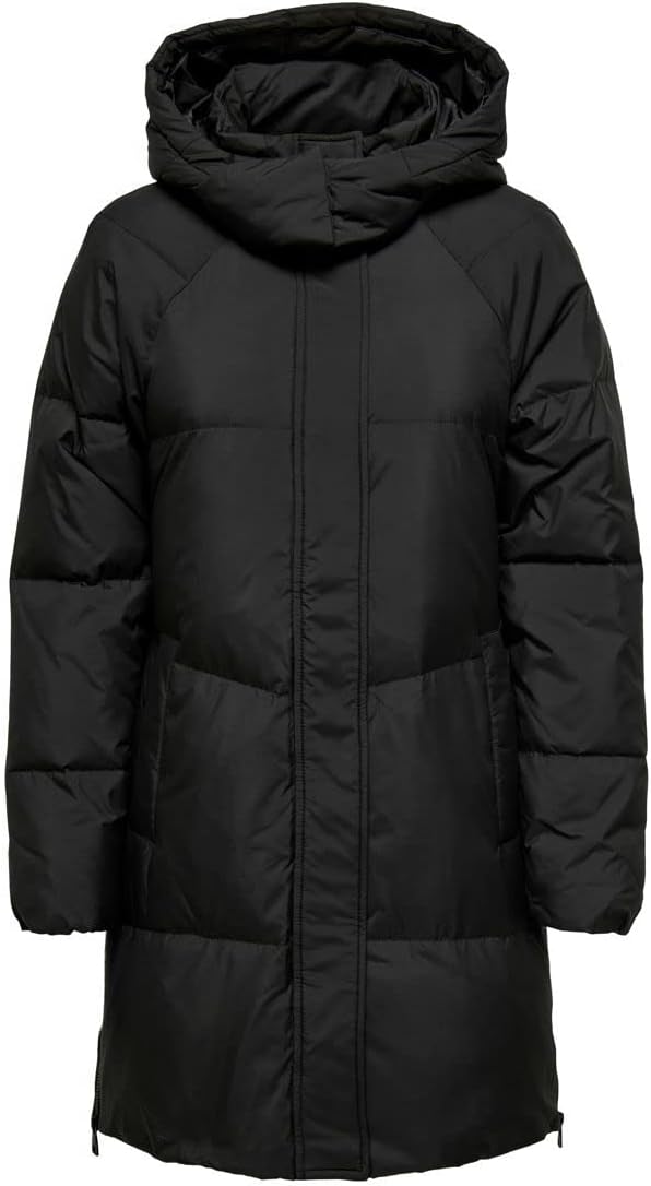 ONLY Damen Mantel ONLALICIA DOWN HOOD COAT OTW XS Schwarz, XS Schwarz