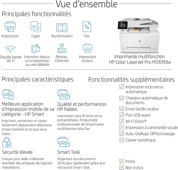 HP Color LaserJet Pro M283fdw Multifunktions-Farblaserdrucker (256MB, Drucker, Scanner, Kopierer, Fa