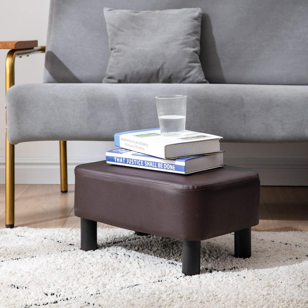 YMYNY Rechteckiger Fusshocker Sitzbank, 42 x 29 x 23 cm, Gepolsterter Hocker aus PU-Leder, mit Holzb