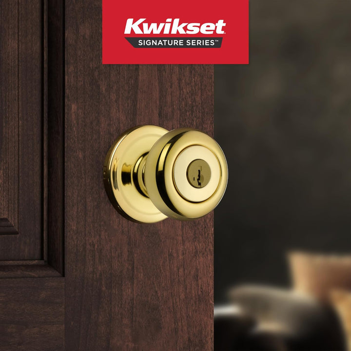 Kwikset Juno Türknauf mit Schlüssel, antimikrobieller Microban-Schutz mit SmartKey-Sicherheit, polie