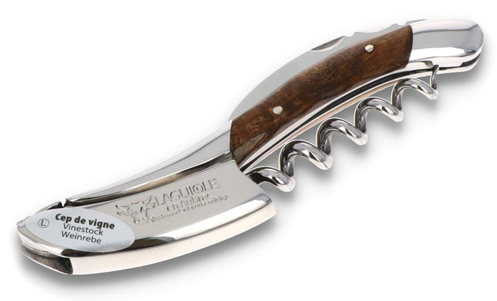 Laguiole en Aubrac Kellnermesser - Griff Weinrebe Weinstock - Edelstahl glänzend - Weinöffner Frankr