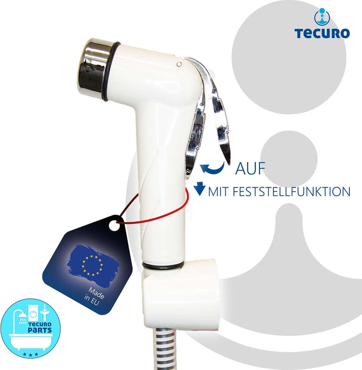 tecuro Bidet WC Handbrause Set SHATTAF, weiss/chrom, 1-strahlig, 1,20 m Schlauch und Wandhalter - T1