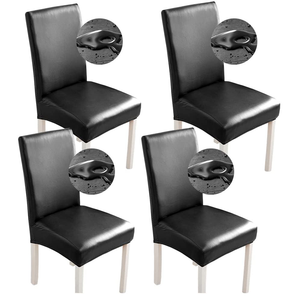 Bestenrose Stuhlhussen 6er/4er PU Leder Stuhlbezug wasserdichte Stretch Esszimmer Stuhlüberzug Stret