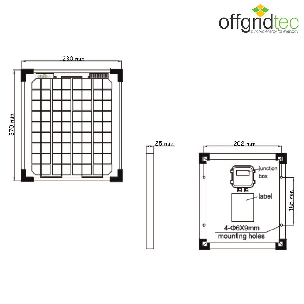 Offgridtec 10W MONO 12V Solarpanel, 10W