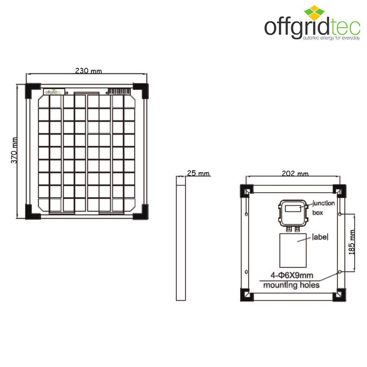 Offgridtec 10W MONO 12V Solarpanel, 10W