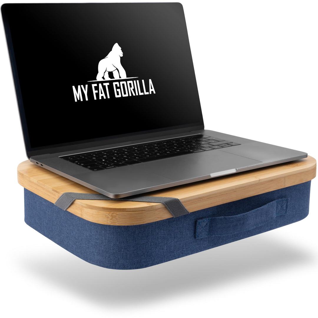 MY FAT GORILLA Laptopkissen Bambus mit Aufbewahrungsfach und Kabelloch, Laptop Unterlage für bis zu