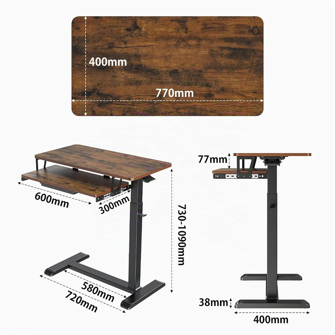 Fydeamer 68 × 50cm Beistelltisch mit Tastaturablage, Sofa-Seite mit Rollen Höhenverstellba Computert