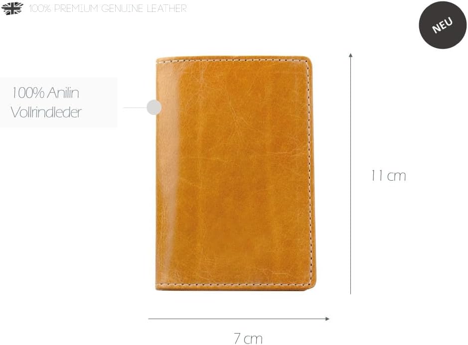 DELMON VARONE - Personalisierbares Visitenkartenetui aus Premium Vintage Anilin Leder braun, Elegant