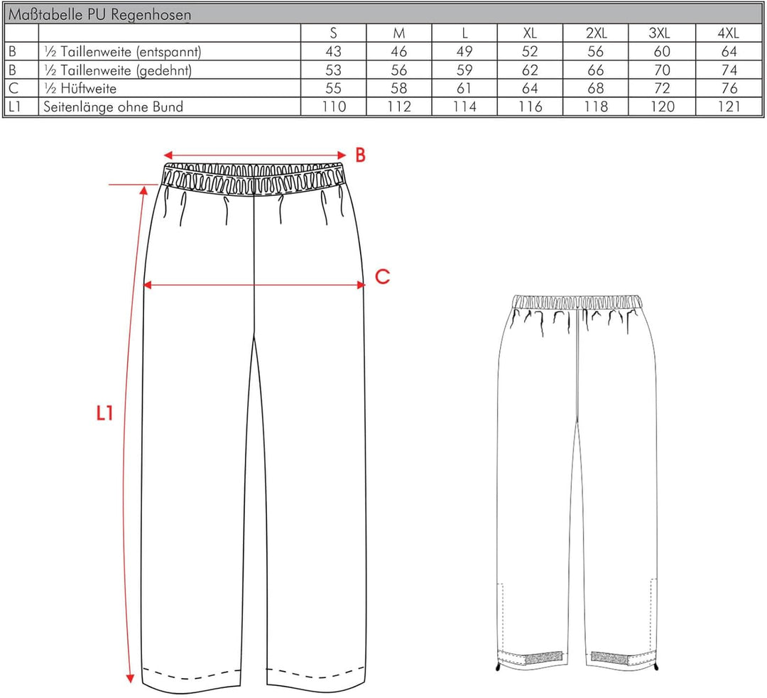 Feldtmann Unisex PU-Regenbundhose Profi - Regenhose Damen Herren Leichte Gummihose Winddicht Wasserd
