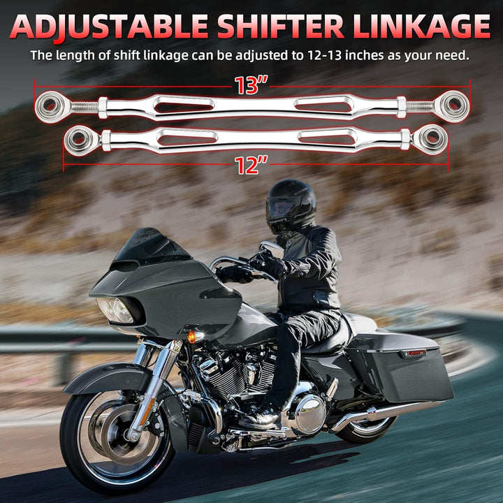 Amazicha Chrom Schaltgestänge kompatibel für Harley Davidson Softail Dyna Touring Road King Electra