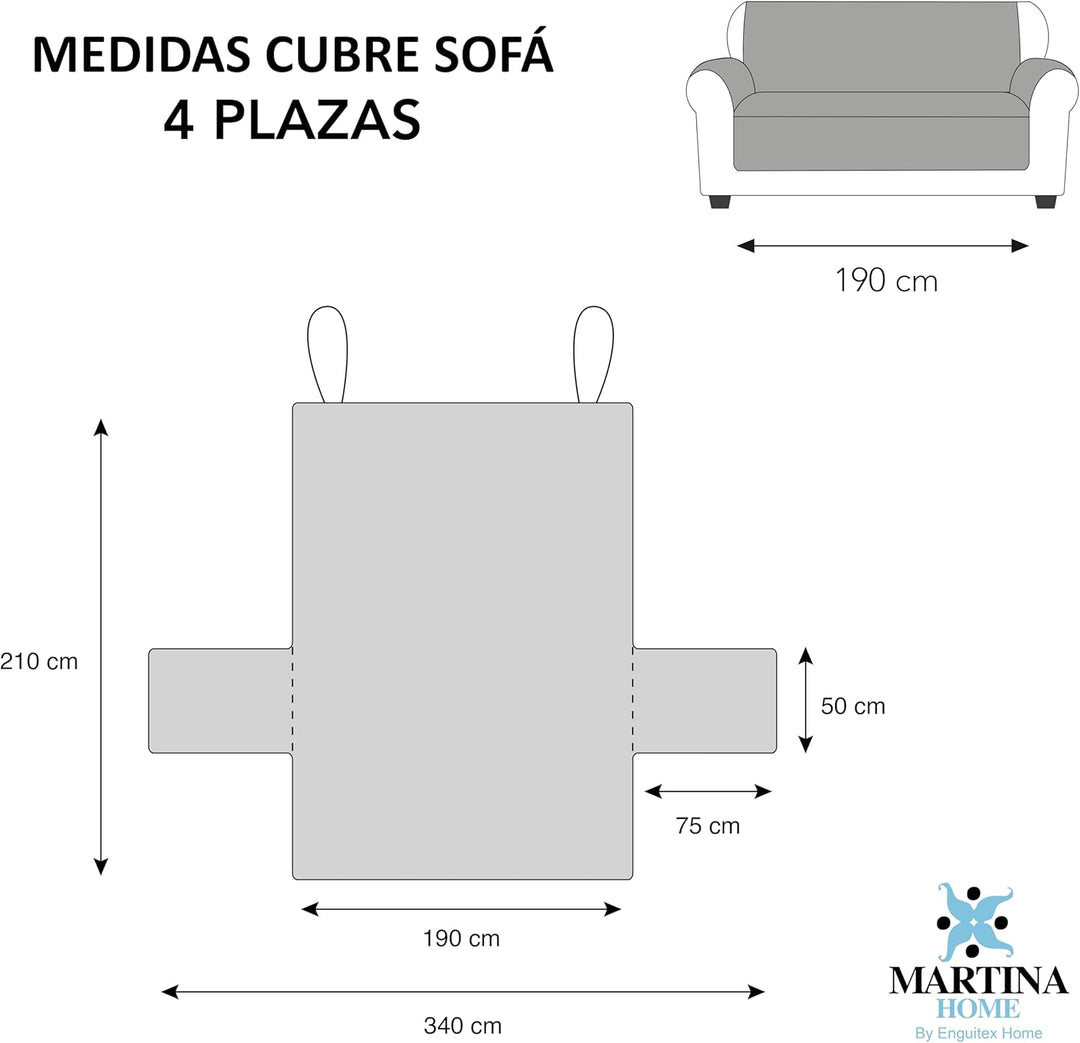 Martina Home Gepolsterter Sofabezug, Kunststoff, Grün/Flasche, 4 Plazas