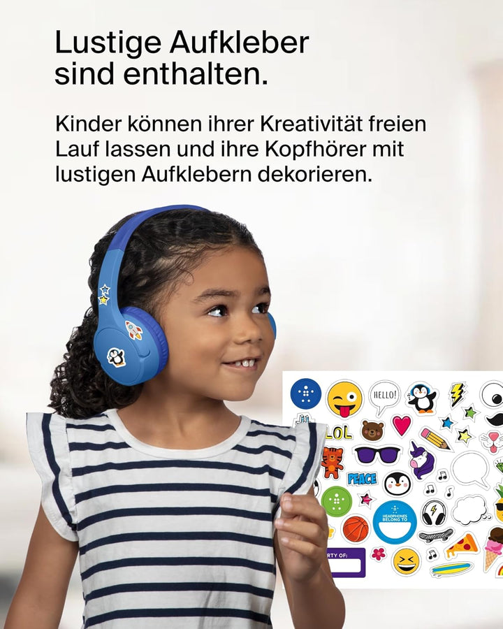 Belkin SoundForm Mini kabelloser Kinderkopfhörer mit integriertem Mikrofon und lustigen Aufklebern,
