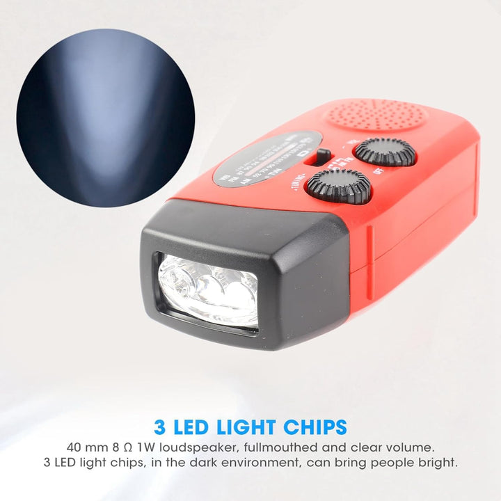 Emergency Handkurbel Radio mit LED -Taschenlampe, Solar &amp; USB -Ladung, AM/FM/NOAA -Wetterbändern, 12