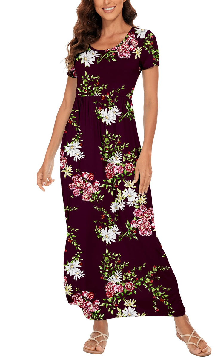 DEARCASE Damen Maxi Kleid Sommer Mutterschaft Casual Langarm/Kurzarm Floral Lose Lange Kleider Plus