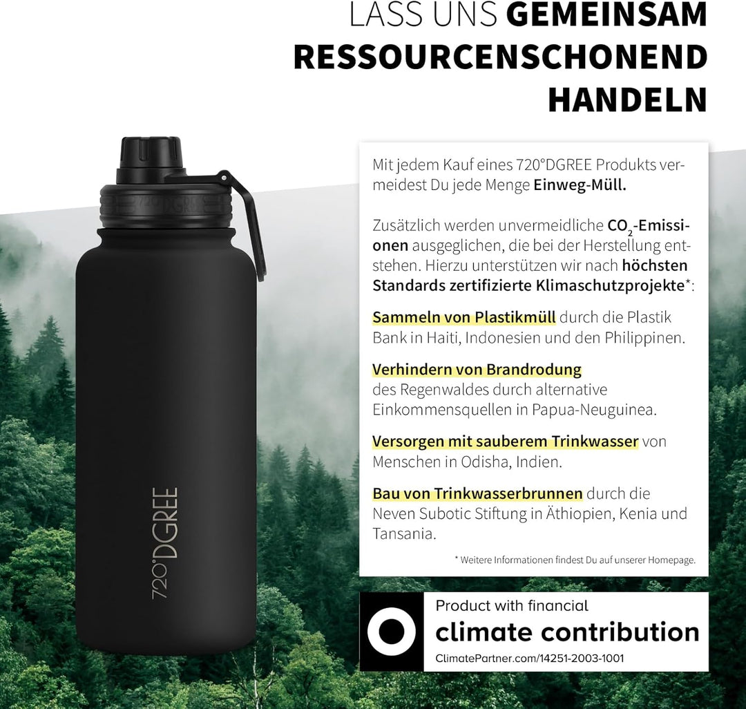 720°DGREE Edelstahl Thermo Trinkflasche 950ml “noLimit” +Früchtebehälter - Auslaufsicher, Kohlensäur