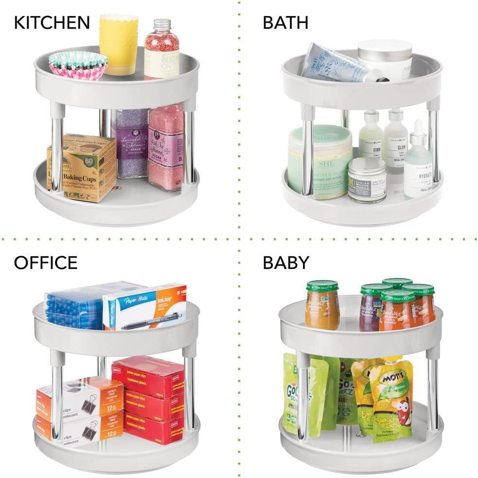 mDesign 2er-Set Lazy Susan Küchenregal zweistöckig – praktisches Gewürzregal für Küchenschrank oder