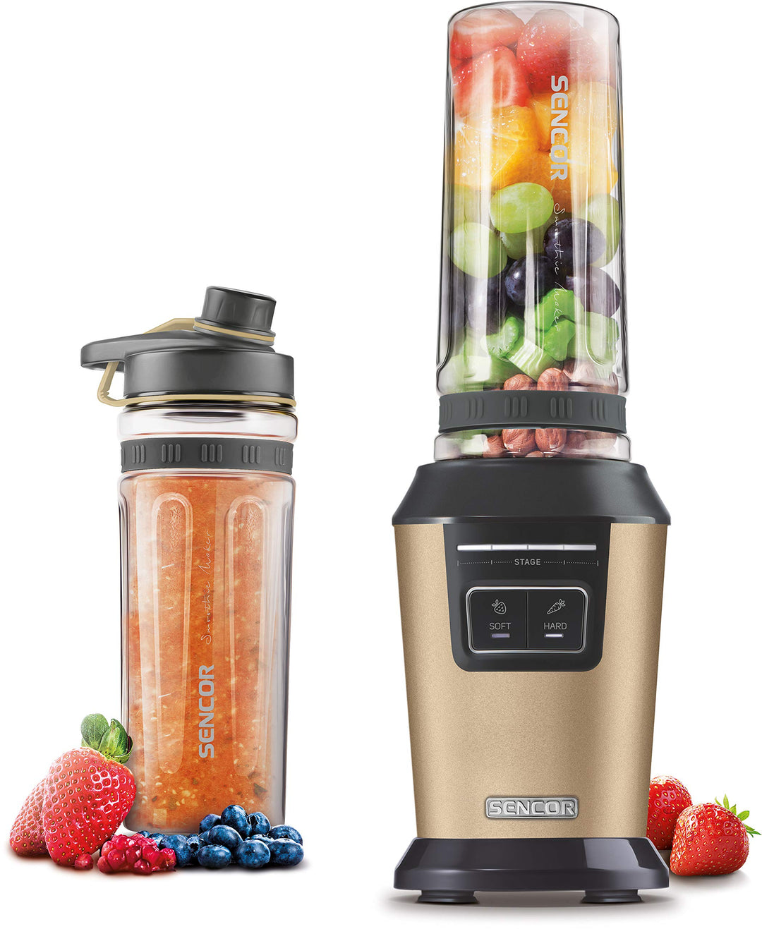 SENCOR SBL 7077CH, Smoothie Maker, Standmixer, Smoothie Mixer, Smoothiemaker mit 2 Sport-Flasche, BP