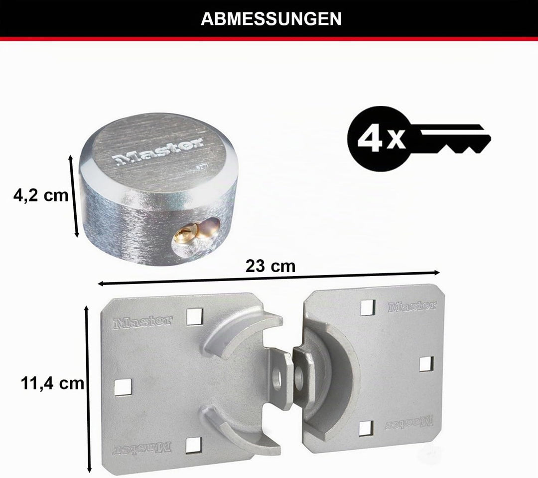 MASTER LOCK - 736EURD - Vorteilpack: Überfalle + Rundes Vorhängeschloss ohne Bügel, 11,4 cm x 23 cm