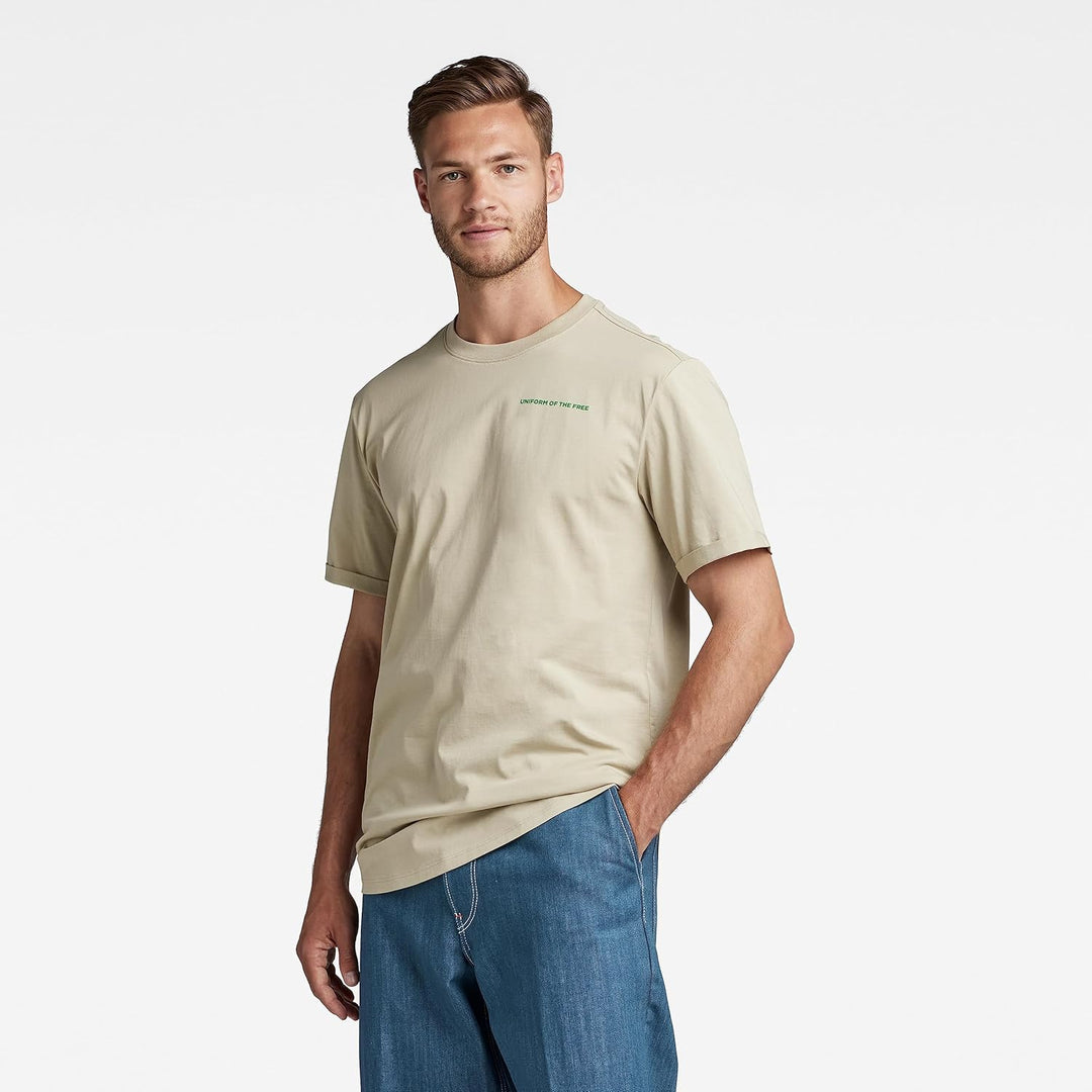 G-STAR RAW Herren Lash Back Text T-Shirts XS Beige (Spray Green D22815-336-d606), XS Beige (Spray Gr